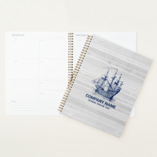 Agenda Bote de vela de moda de madera blanqueada y con vi