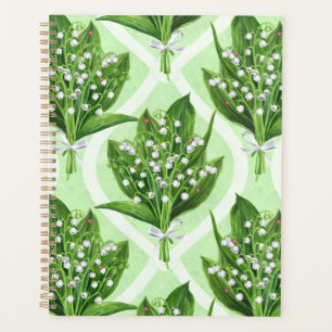 Agenda Bouquet de flores de lirio del valle sobre verde