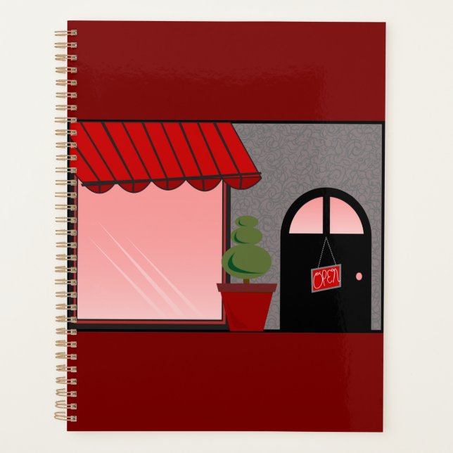 Agenda Boutique Storefront Red Black Topiary Open (Anverso)