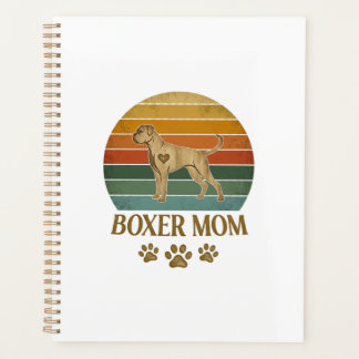 Agenda Boxer Mamá Perro Retro Atardecer Huellas De Patas_