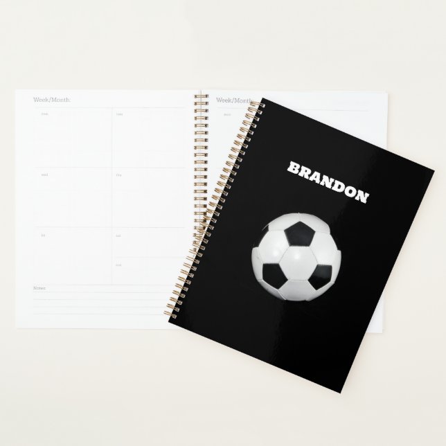 Agenda Boys Soccer Ball Black Stylish Custom Name Kids (Demostración)