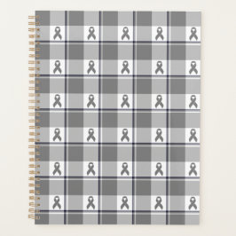 Agenda Brain Cancer Awareness Plaid Gray Ribbon