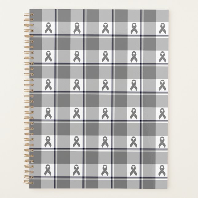 Agenda Brain Cancer Awareness Plaid Gray Ribbon (Anverso)