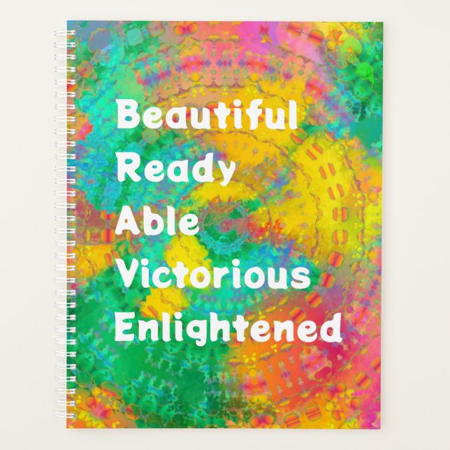 Agenda BRAVE Rainbow Tie Dye Boho Planner (Anverso)