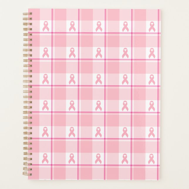 Agenda Breast Cancer Awareness Plaid Planner, Pink Ribbon (Anverso)