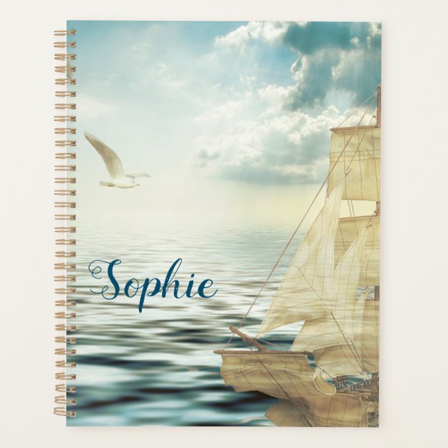 Agenda Brigantine Sailboat & Seagulls (Anverso)