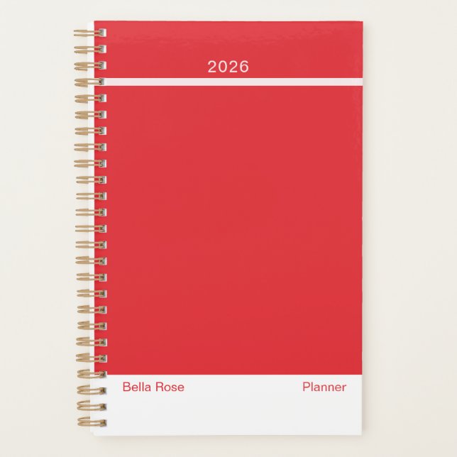 Agenda Bright Red Minimalist Planner (Anverso)