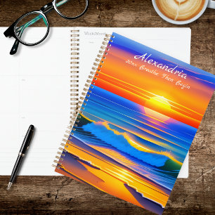 Agenda Brillante puesta de sol en el océano