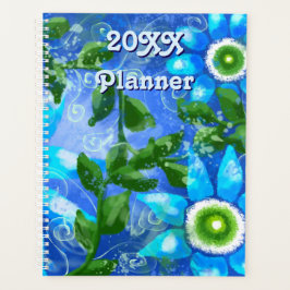 Agenda Brillantes Daisies de marea verde azul floral Verd