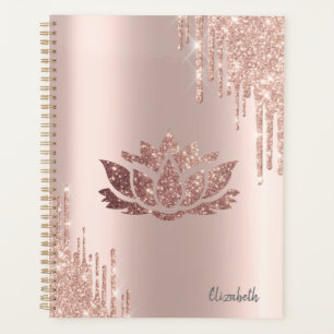 Agenda Brillos Modernos Rosa Dorado Loto con Goteo