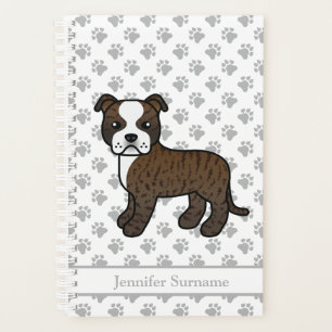 Agenda Brindle y Staffie Blanco Perro de Dibujos Animados