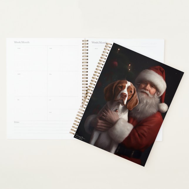 Agenda Brittany Spaniel Con Santa Claus Navidad (Demostración)