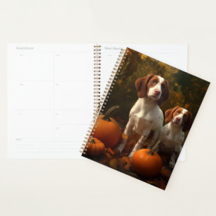 Agenda Brittany Spaniel Puppy Calabaza deslumbrante otoño