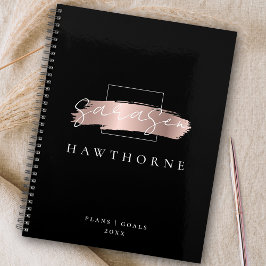 Agenda Broche de broche de moda Black Faux Rosa Gold Mono