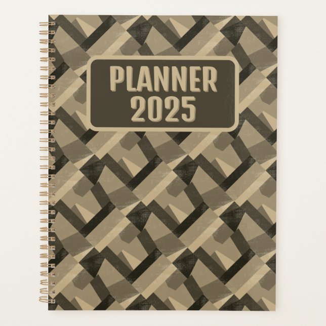 Agenda Brown Boho Geometric Abstrac Customizable (Anverso)