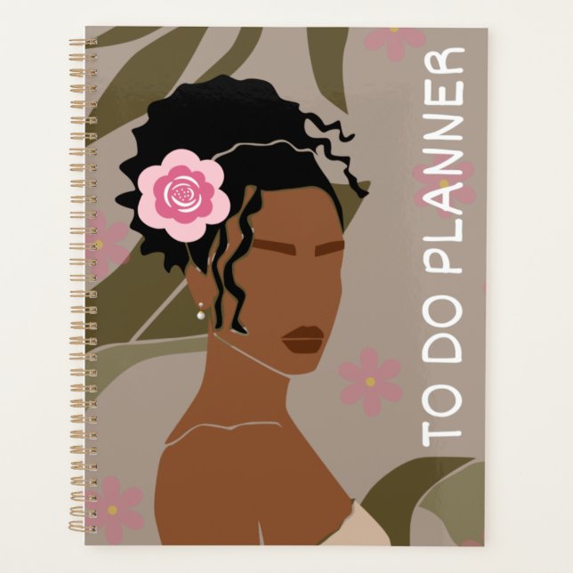 Agenda Brown Boho Woman To Do Planner (Anverso)