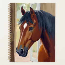 Agenda Brown Horse Watercolor Animal Country Barn