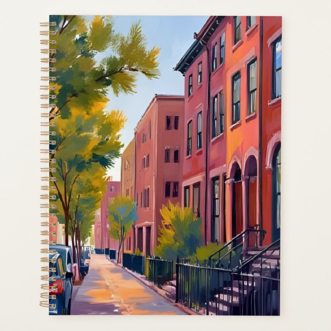 Agenda Brownstone City Street | Boston Brick Watercolor  (Anverso)