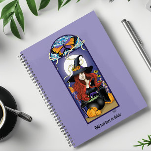 Agenda Bruja de Otoño Art Nouveau Calabazas Luna Púrpura