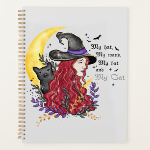 Agenda Bruja, gato negro y luna creciente