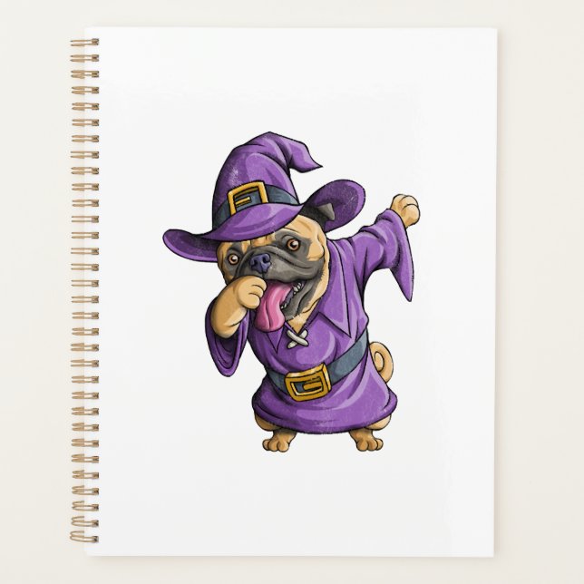 Agenda Bruja Pug de Dabbing Halloween Divertido Pug de Da (Anverso)