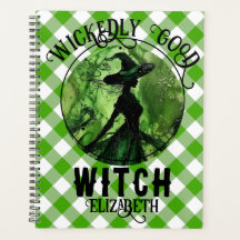 Bruja verde de gingham personalizada perversamente