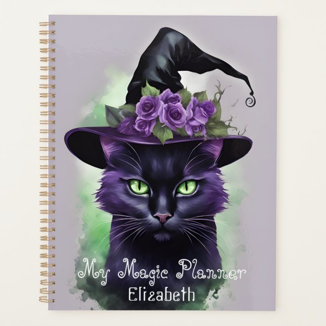 Agenda Brujas Black Cat Purple Flower Magic (Anverso)