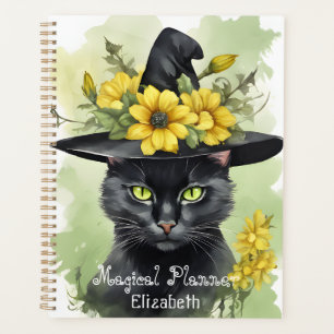 Agenda Brujas Black Cat Yellow Flower Magic