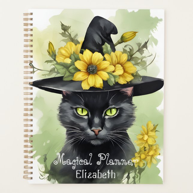 Agenda Brujas Black Cat Yellow Flower Magic (Anverso)