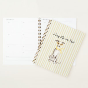 Agenda Bufanda Amarillo Suave Rayas Perro Blanco