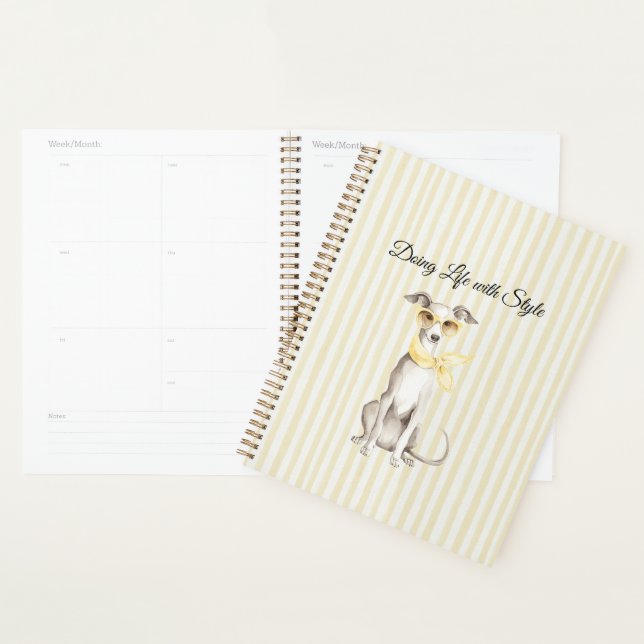 Agenda Bufanda Amarillo Suave Rayas Perro Blanco (Demostración)