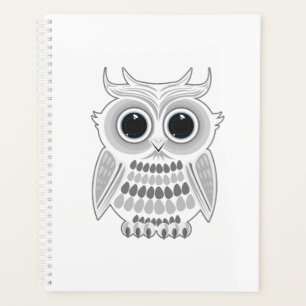 Agenda Búho Blanco Adorable Ojos Grandes Arte Animal Kawa