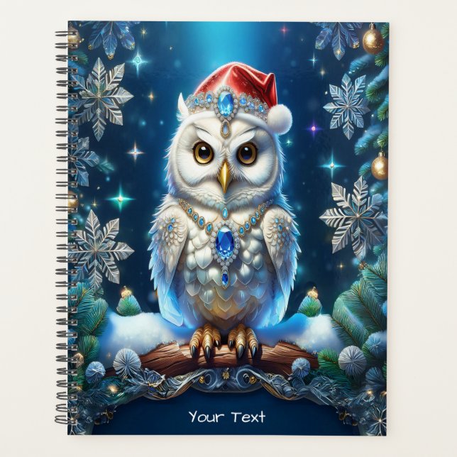 Agenda Búho Joyado con Sombrero de Santa (Anverso)