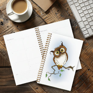 Agenda Búho Marrón Adorable Azul Fauna Caprichosa