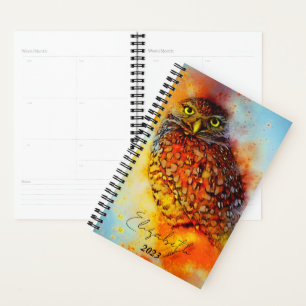 Agenda Búho salpicado personalizado, año personalizado
