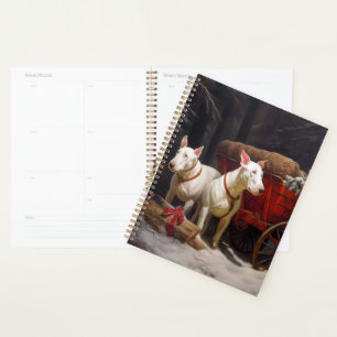 Agenda Bull Terrier Nevado Trineo Navidad Decoración