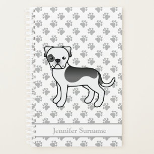 Agenda Bulldog Americano Piebald Negro Perro de Dibujos A