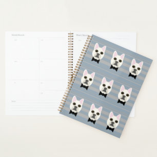 Agenda Bulldog blanco francés, rayas