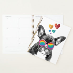 Agenda Bulldog francés con El día de San Valentín de cora