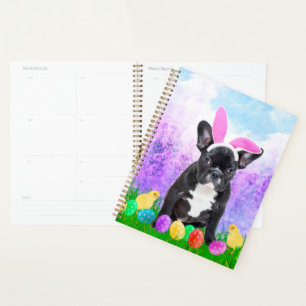 Agenda Bulldog Francés con huevos de Pascua con conejitos