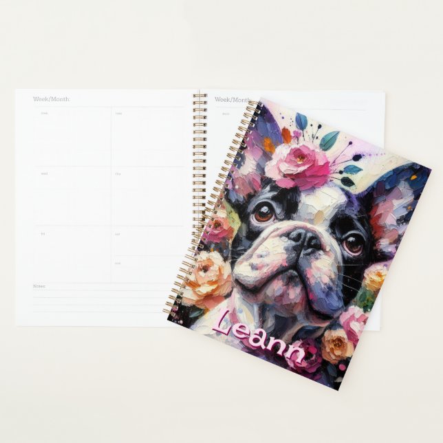 Agenda Bulldog francés con perro Rosa personalizado (Demostración)