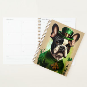 Agenda Bulldog francés con vestido de San Patricio