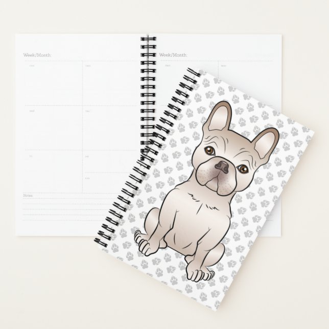 Agenda Bulldog Francés crema / Perro Frenchie y patas (Demostración)