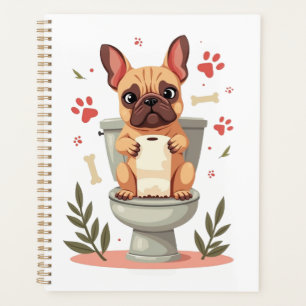 Agenda Bulldog Francés Enfadado Vintage Sosteniendo Papel