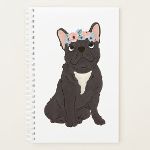 Agenda Bulldog francés floral Amantes del perro negro fra