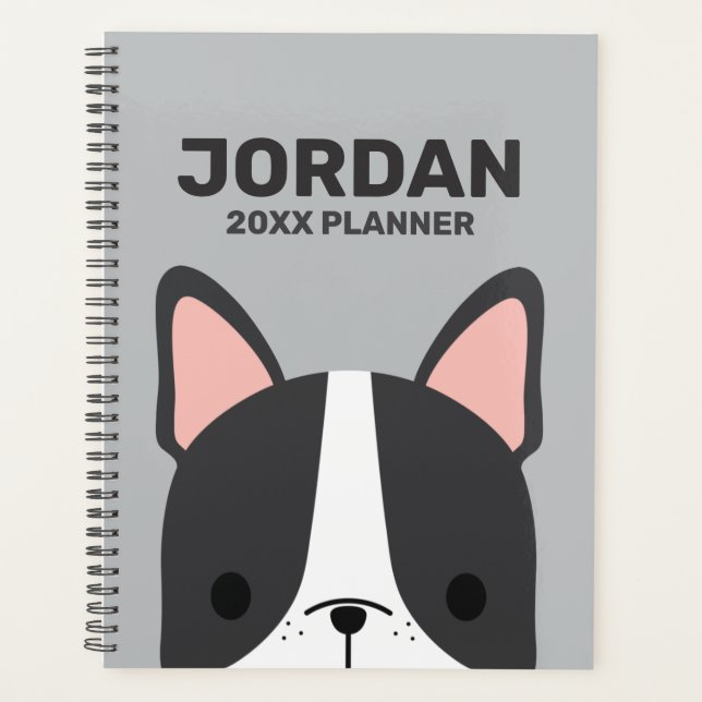 Agenda Bulldog francés lindo con nombre personalizado (Anverso)