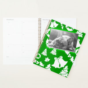 Agenda Bulldog francés Merry Christmas Tree Wreath Bells