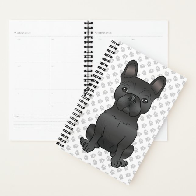 Agenda Bulldog Francés Negro / Frenchie Perro de Dibujos  (Demostración)