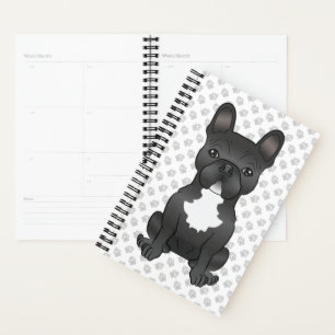Agenda Bulldog Francés Negro Y Blanco / Frenchie Perro Li