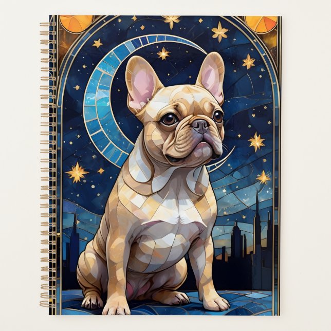 Agenda Bulldog francés Pastel Vidrio Manchado (Anverso)